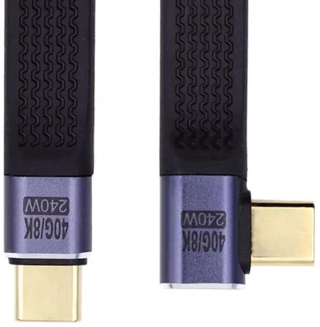 Main image of 13cm RightAngled Flat Slim FPC USBC USB4 Cable, 40Gbps Data Transfer, 240W/100W PD Charging, 8K Video Output for Laptop & Phone