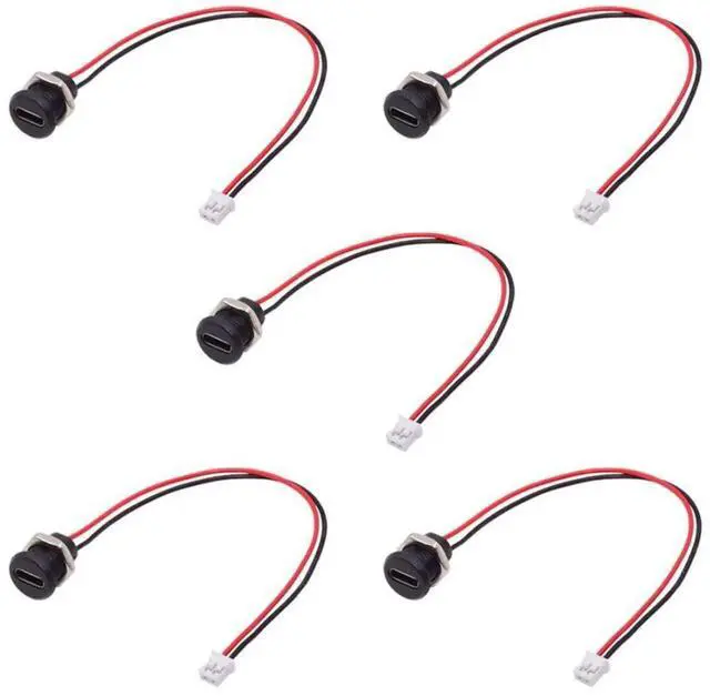 Alt view image 4 of 6 - 5 Pack 2.0mm Pitch 2Pin to USBC Female DC 5V 3A Charging Port Conversion Cable Adapter with Waterproof Dustproof Rubber Plug