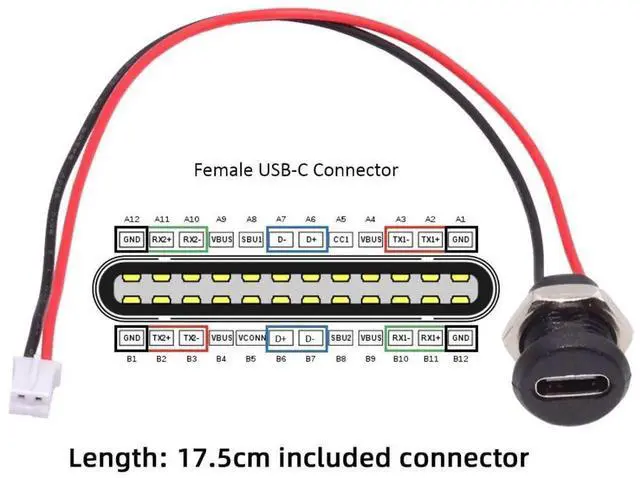 Alt view image 5 of 6 - 5 Pack 2.0mm Pitch 2Pin to USBC Female DC 5V 3A Charging Port Conversion Cable Adapter with Waterproof Dustproof Rubber Plug