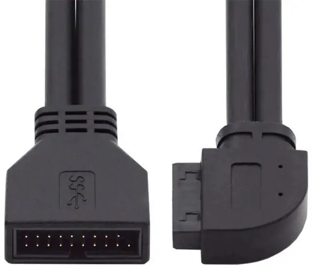 Main image of 90 Degree Right Angled USB 3.0 20Pin/19Pin Male to Female Extension Cable, 5Gbps HighSpeed for Motherboard Mainboard