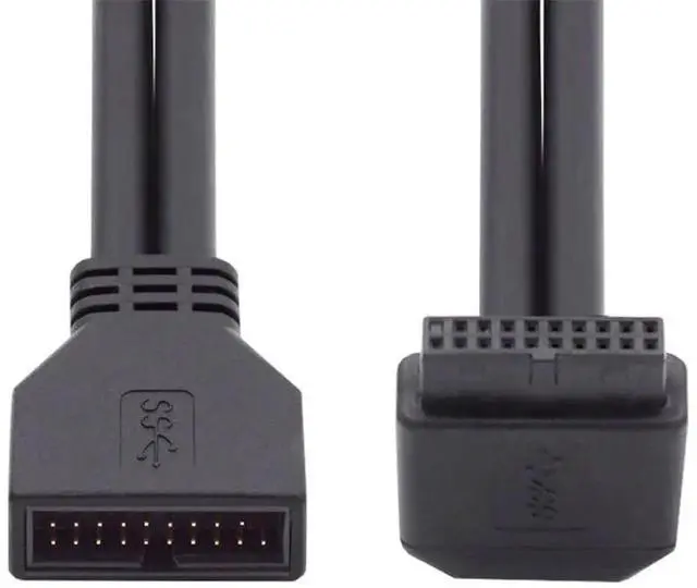 Main image of 90 Degree Up Angled USB 3.0 20Pin/19Pin Male to Female Extension Cable, 5Gbps HighSpeed for Motherboard Mainboard