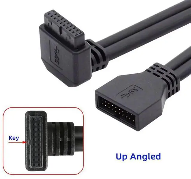 Alt view image 6 of 7 - 90 Degree Up Angled USB 3.0 20Pin/19Pin Male to Female Extension Cable, 5Gbps HighSpeed for Motherboard Mainboard