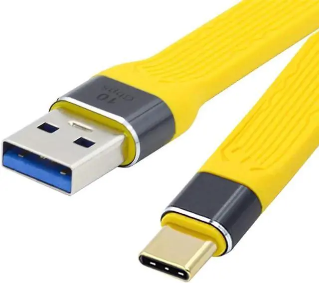 Main image of Yellow Flat Slim FPC USB 3.1 TypeC Male to USB 3.0 TypeA Male Data Cable, 10Gbps for Laptops & Phones