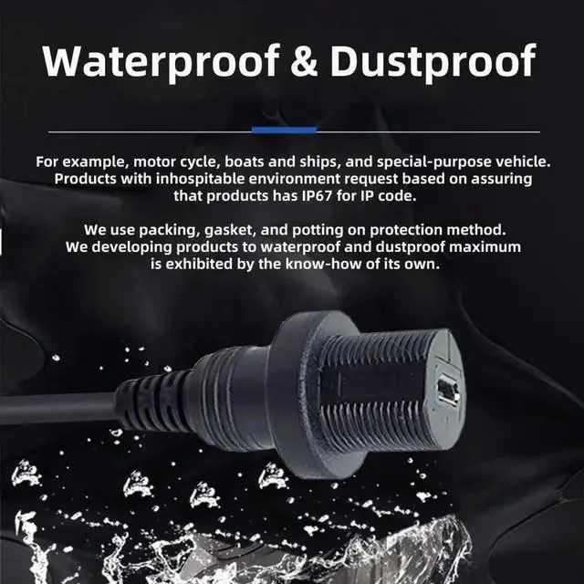 Alt view image 6 of 7 - Micro USB 5Pin FlushMount Male to Female Extension Cable, Waterproof & Dustproof for Car Dashboard Panel Mount