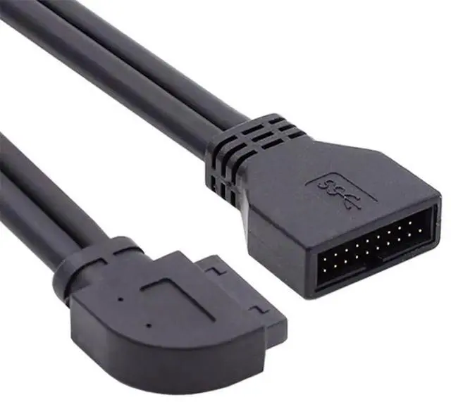 Main image of Left Angled 90 Degree USB 3.0 19/20Pin Male to Female Extension Cable, 5Gbps for Motherboard Mainboard
