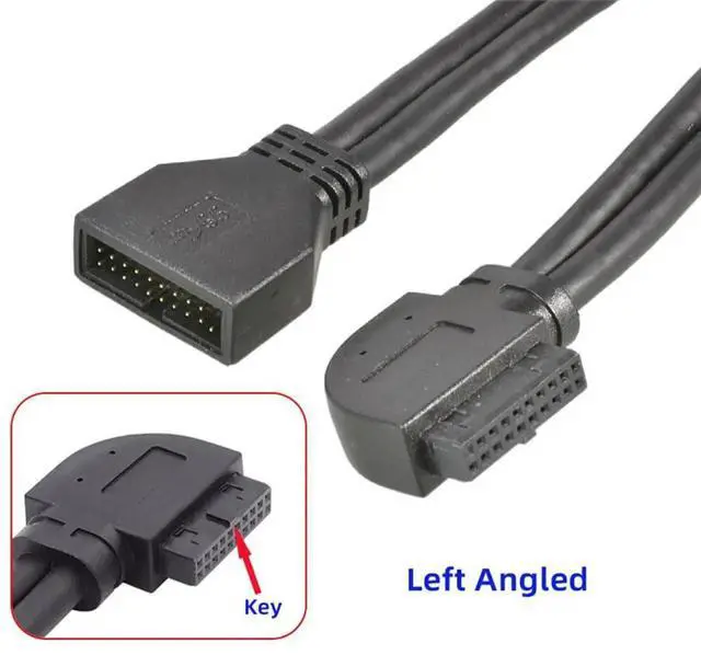 Alt view image 7 of 7 - Left Angled 90 Degree USB 3.0 19/20Pin Male to Female Extension Cable, 5Gbps for Motherboard Mainboard