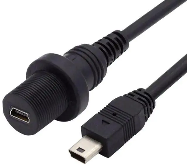 Alt view image 4 of 7 - Mini USB 5Pin FlushMount Male to Female Extension Cable, Waterproof & Dustproof for Car Dashboard Panel Mount