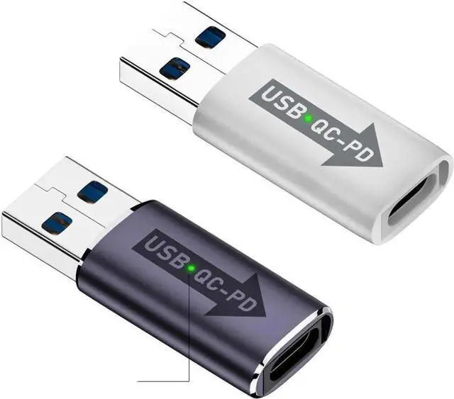 Main image of 2Pcs/Set USB 3.0 QC to PD USBC Adapter, 5Gbps Data & Power Transfer for Laptops, Tablets & Phones
