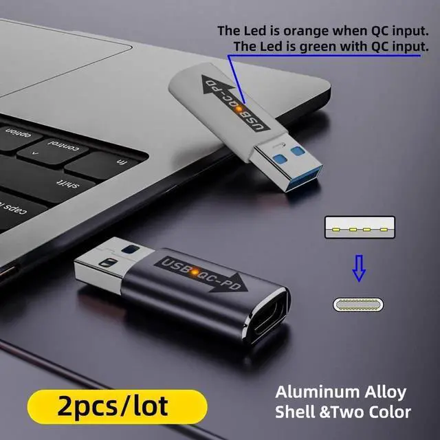 Alt view image 6 of 7 - 2Pcs/Set USB 3.0 QC to PD USBC Adapter, 5Gbps Data & Power Transfer for Laptops, Tablets & Phones