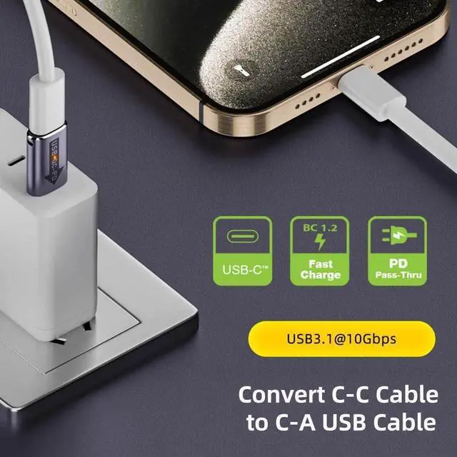 Alt view image 4 of 7 - 2Pcs/Set USB 3.0 QC to PD USBC Adapter, 5Gbps Data & Power Transfer for Laptops, Tablets & Phones