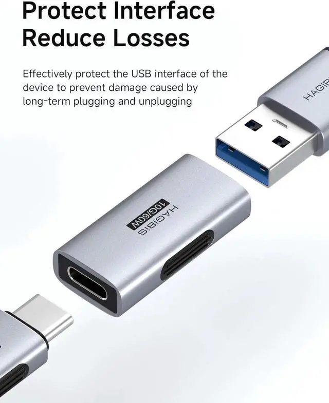 Alt view image 3 of 7 - 2 Pack USB 3.2 OTG Adapter, USBC Female to USBA Female Connector, 10Gbps 60W Cable Extender for Laptops, Chargers, PCs, Cars, Mice & Keyboards (ZJTN01)