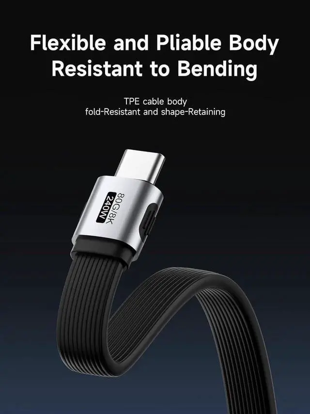 Alt view image 4 of 7 - 0.8FT Straight USB4 V2.0 USBC Cable, 80Gbps Data Transfer, 240W Fast Charging, 8K@60Hz Video for iPhone 17/16/15 Pro Max, iPad Pro, Thunderbolt 5/4