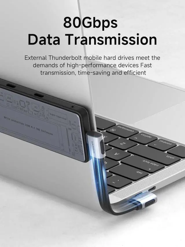Alt view image 6 of 7 - 0.33ft USB4 V2.0 USBC Cable, 80Gbps Data Transfer, 8K@60Hz Video Display, 240W Fast Charging for iPhone 17/16/15 Pro Max, iPad Pro, Thunderbolt 5/4 & External SSD