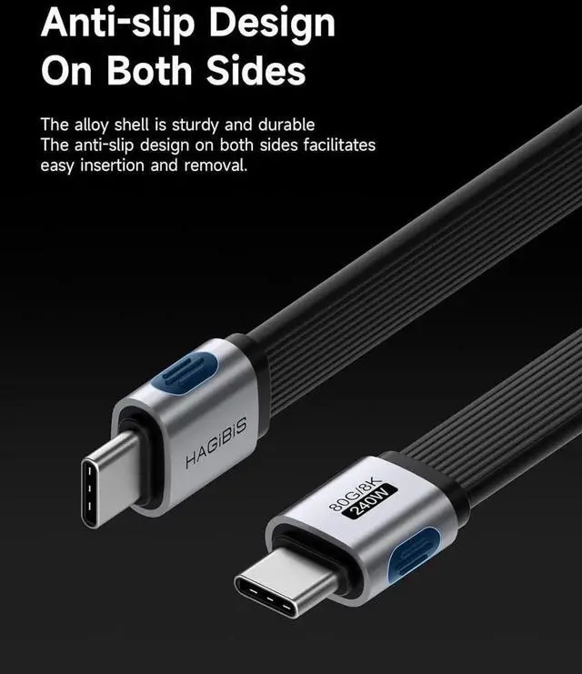 Alt view image 6 of 7 - 0.8FT Straight USB4 V2.0 USBC Cable, 80Gbps Data Transfer, 240W Fast Charging, 8K@60Hz Video for iPhone 17/16/15 Pro Max, iPad Pro, Thunderbolt 5/4