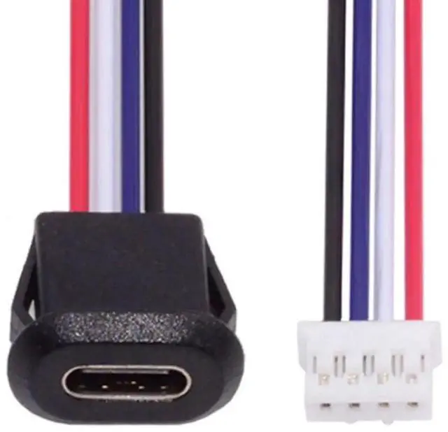 Alt view image 3 of 7 - 5 Pack 2.0mm Pitch 4Pin to USBC Female DC 5V 3A Flush Mount Charging Socket Conversion Cable Adapter