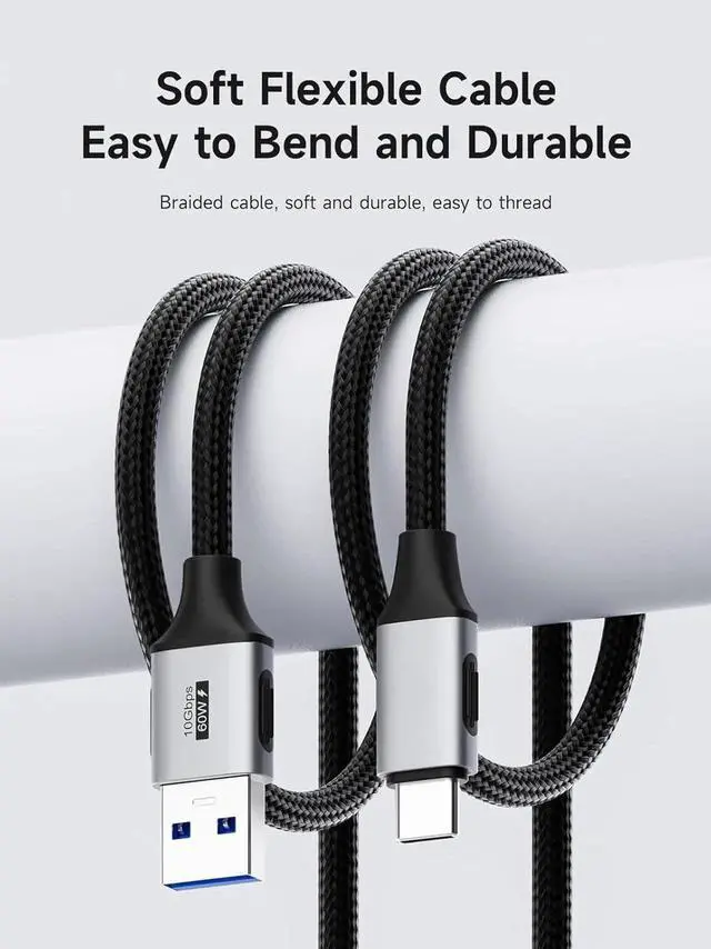 Alt view image 2 of 7 - USB A to USB C Cable, USB 3.2 Gen2 10Gbps Data Transfer 60W 20V/3A Fast Charging CarPlay Cable for iPhone 17/16 Pro Max, Galaxy S25 Ultra/S25+, MacBook Pro, iPad 4.9FT