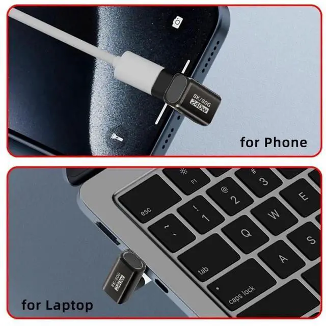 Alt view image 3 of 7 - 180 Degree Angled USBC Male to Female Extender Adapter, USB 5.0 TypeC Connector Support 80Gbps Data Transfer 240W PD Fast Charging 16K/8K/5K Video Output