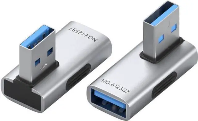 Main image of 2 Pack 90 Degree Vertical Back USB 3.2 Adapter, Right & Left Angle USB A Male to Female OTG Extender Connector for Laptop, Charger, PC, Car, Mouse, Keyboard