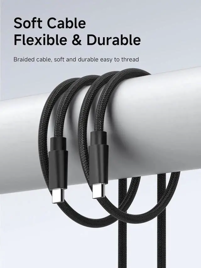 Alt view image 3 of 7 - Wedge Joint Flexible USB4 USBC Cable, 80Gbps Data Transfer 240W Fast Charging 8K@60Hz Video Cord for Thunderbolt 5/4/3, iPhone 17/16/15 Pro Max, MacBook Pro/Air 0.5FT