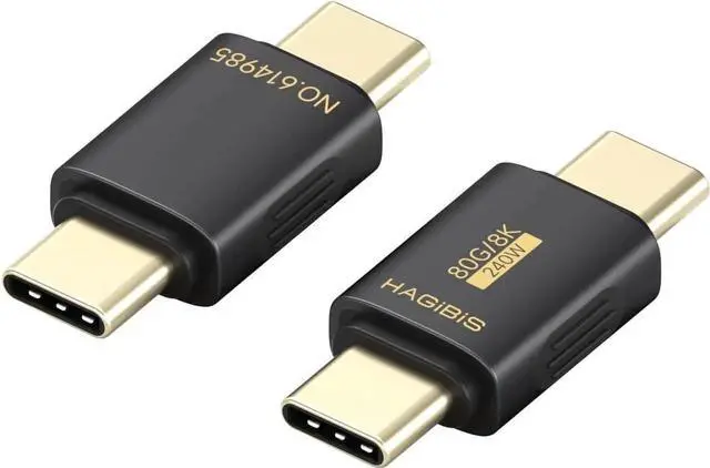 Main image of 2 Pack USB4 USBC Male to Male Adapter, 80Gbps 240W 8K@60Hz TypeC Coupler Extender for MacBook Pro/Air, Laptop, Tablet, iPhone, iPad ZJTN11