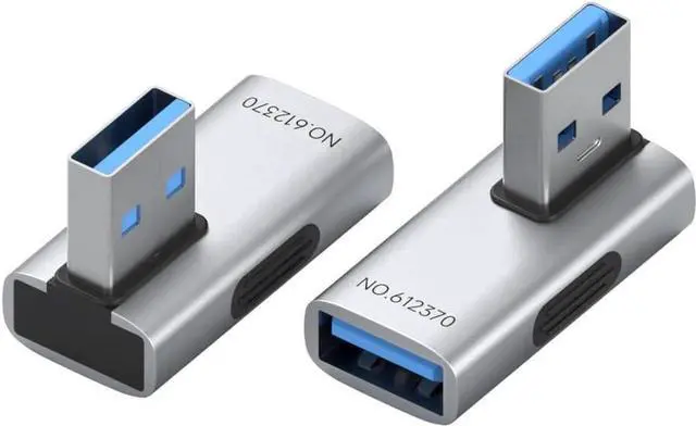 Main image of 2 Pack 90 Degree Vertical Front USB 3.2 Adapter, Right & Left Angle USB A Male to Female OTG Extender Connector for Laptop, Charger, PC, Car, Mouse, Keyboard