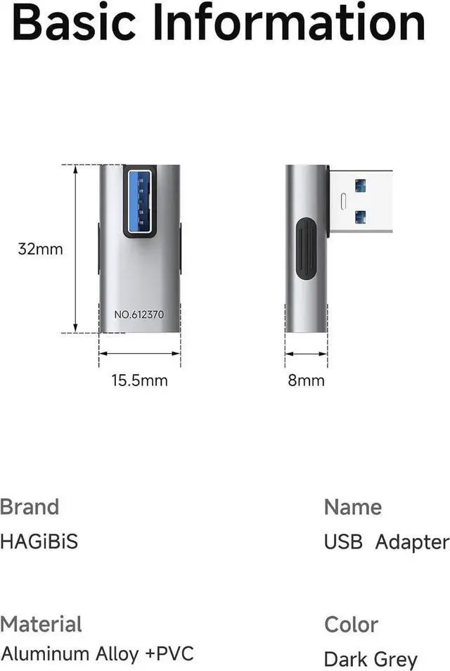 Alt view image 7 of 7 - 2 Pack 90 Degree Vertical Front USB 3.2 Adapter, Right & Left Angle USB A Male to Female OTG Extender Connector for Laptop, Charger, PC, Car, Mouse, Keyboard