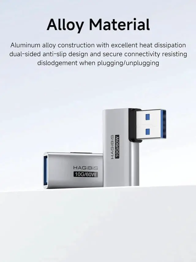 Alt view image 2 of 7 - 2 Pack 90 Degree SideBack USB 3.2 Adapter, Right & Left Angle USB A Male to Female OTG Extender Connector for Laptop, Charger, PC, Car, Mouse, Keyboard