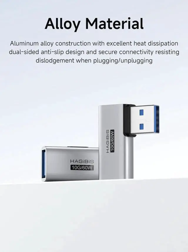Alt view image 2 of 7 - 2 Pack 90° SideBack USB 3.2 Adapter, Right & Left Angle USBA Male to Female OTG Extender Connector for Laptop, Charger, PC, Car, Mouse, Keyboard