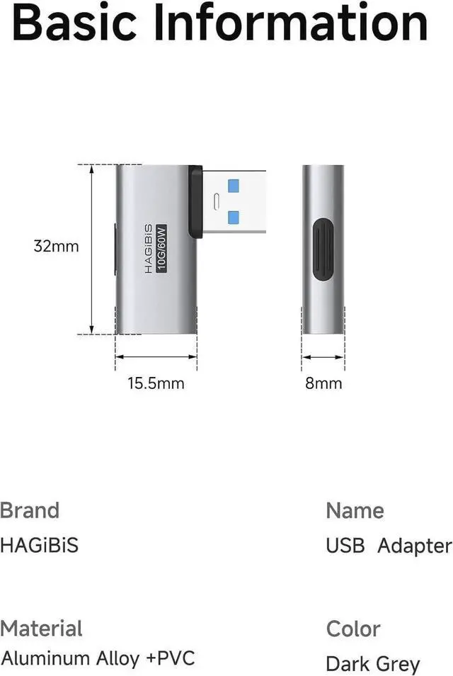 Alt view image 3 of 7 - 2 Pack 90° SideBack USB 3.2 Adapter, Right & Left Angle USBA Male to Female OTG Extender Connector for Laptop, Charger, PC, Car, Mouse, Keyboard