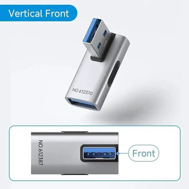 Alt view image 2 of 7 - 2 Pack 90 Degree VerticalFront USB 3.2 Adapter, Right & Left Angle USBA Male to Female OTG Extender Connector for Laptop, Charger, PC, Car, Mouse, Keyboard