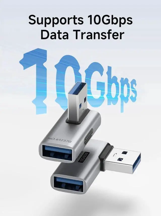 Alt view image 6 of 7 - 2 Pack 90 Degree VerticalFront USB 3.2 Adapter, Right & Left Angle USBA Male to Female OTG Extender Connector for Laptop, Charger, PC, Car, Mouse, Keyboard