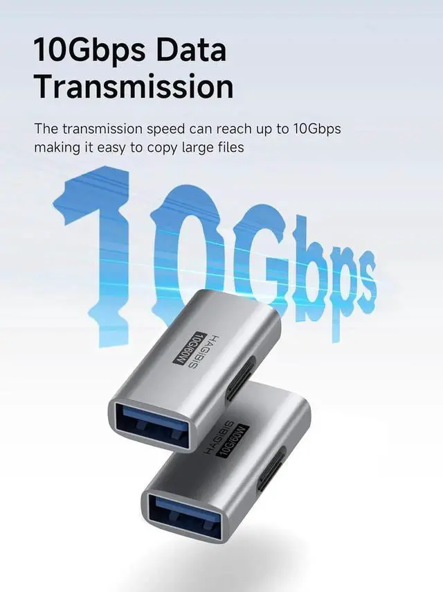 Alt view image 5 of 7 - 2 Pack USB 3.2 Female to Female Adapter, 10Gbps 60W USBA OTG Extender Connector for Laptop, Charger, PC, Car, Mouse, Keyboard AA30