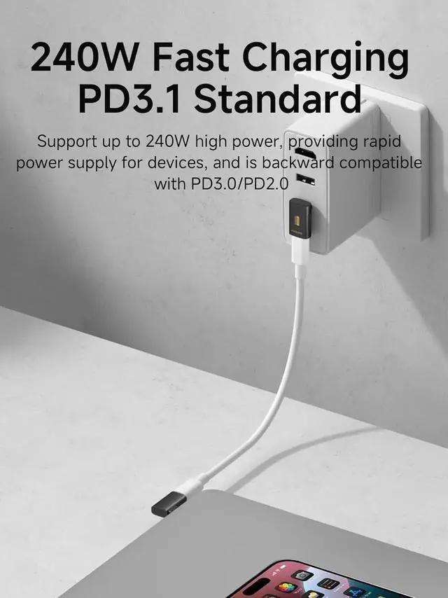 Alt view image 2 of 7 - 240W 80Gbps 8K@60Hz USBC Male to Female Adapter, USB4 Connector Compatible with Thunderbolt 5/4/3, for Laptop, Switch, Dock, Mac, Tablet, iPhone 16/15 Pro Max TGM12