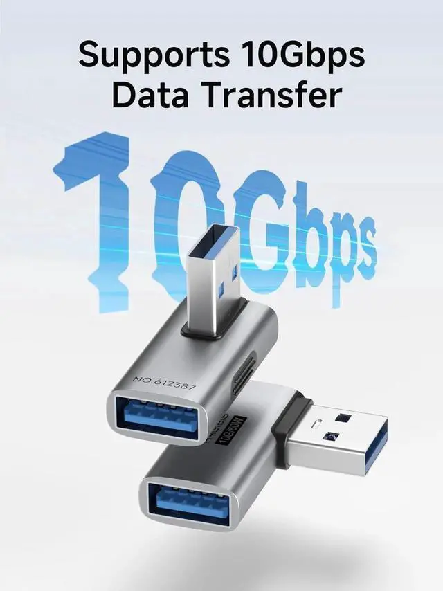 Alt view image 6 of 7 - 2 Pack 90 Degree VerticalBack USB 3.2 Adapter, Right & Left Angle USBA Male to Female OTG Extender Connector for Laptop, Charger, PC, Car, Mouse, Keyboard