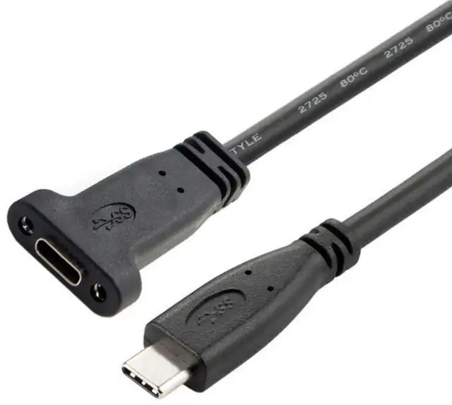 Alt view image 7 of 7 - 2 Pack USBC Extension Cable, USB 3.1 Gen 2 10Gbps Male to Female Fast Charging Data Cable with Panel Mount Hole, 0.2M