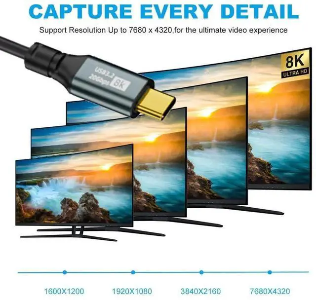 Alt view image 7 of 7 - Coiled USBC to USBC Extension Cable, USB 3.2 Gen 2x2 20Gbps PD 100W 8K@60Hz Fast Charging & Data Transfer Cable, 6ft/1.8M