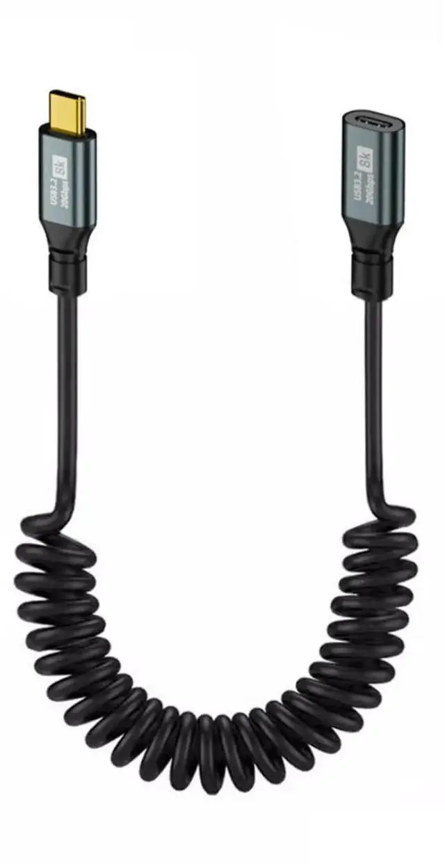 Main image of Coiled USBC Male to Female Extension Cable, USB 3.2 20Gbps PD 100W 8K@60Hz Fast Charging & Data Cable, 6ft