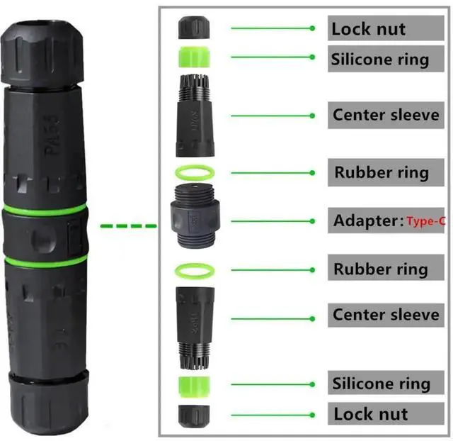 Alt view image 6 of 7 - IP68 Waterproof USBC Coupler, USB 3.1 TypeC 10Gbps Female to Female Outdoor Data & Power Extension Waterproof Adapter
