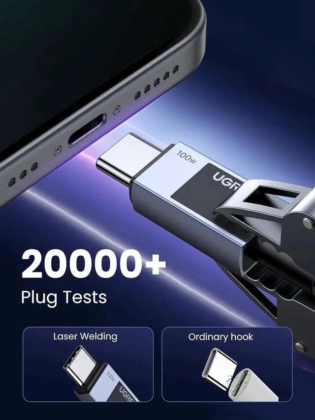 Alt view image 3 of 7 - UGREEN 100W USBC to USBC Fast Charging Cable, TypeC Charger Cord Compatible with iPhone 17/17 Pro/17 Pro Max/16, MacBook Pro/Air, Galaxy S25/S24, iPad Pro/Air, Pixel 8, 6.6FT