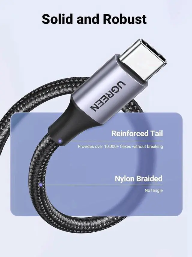 Alt view image 6 of 7 - UGREEN Braided USBA to USBC Car CarPlay Fast Charging Cable, Compatible with iPhone 16/16 Plus/16 Pro/15, Samsung Galaxy S24/S23, Pixel 8/7, 10FT