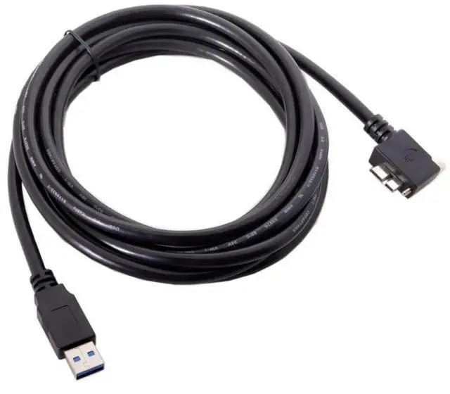 Alt view image 4 of 7 - 90 Degree LeftAngled USB 3.0 TypeA Male to MicroB Male Cable with Panel Mount Screws, 3.0M
