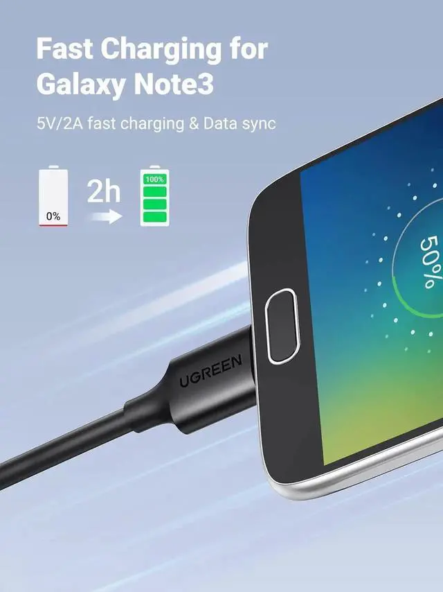 Alt view image 4 of 7 - UGREEN USB 3.0 TypeA Male to MicroB Cable, Compatible with Samsung Galaxy S5, Note 3, Cameras, Hard Drives & More, 6FT