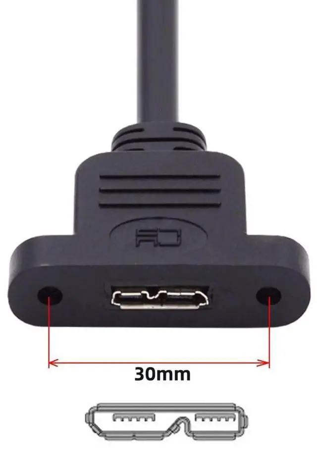 Alt view image 3 of 6 - USB 3.0 TypeB Male to MicroB Female ScrewMount Extension Cable