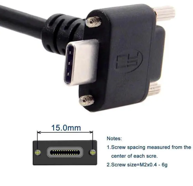 Alt view image 2 of 7 - 90 Degree Angled USB 3.0 to USBC Data Cable with Panel Mount Screws for Industrial Camera, 6.56FT/2.0M