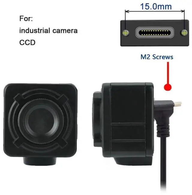 Alt view image 5 of 7 - 90 Degree Angled USB 3.0 to USBC Data Cable with Panel Mount Screws for Industrial Camera, 6.56FT/2.0M