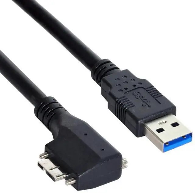Alt view image 2 of 7 - 90 Degree RightAngled USB 3.0 Male to MicroB Male Extension Data Cable with Panel Mount Screws, 3.0M