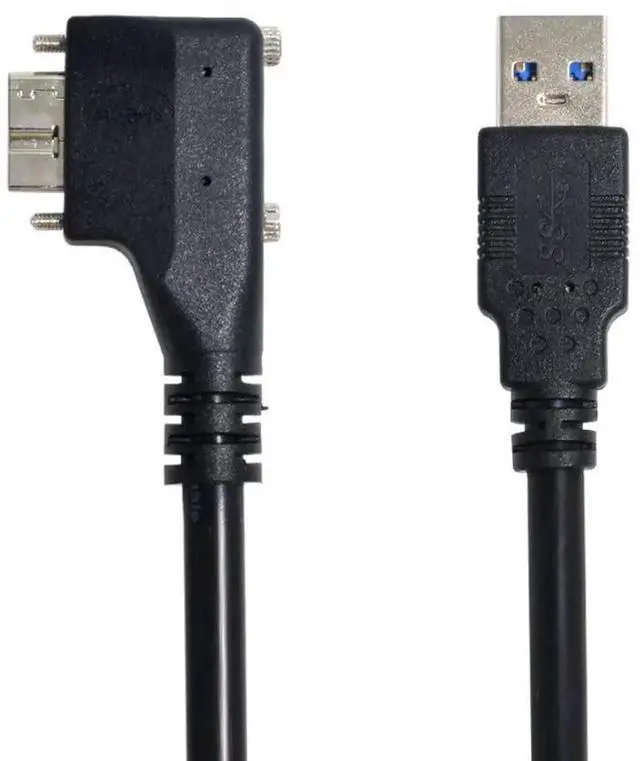Alt view image 5 of 7 - 90 Degree RightAngled USB 3.0 Male to MicroB Male Extension Data Cable with Panel Mount Screws, 3.0M