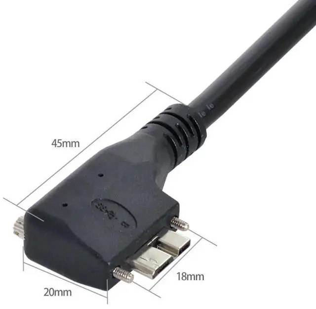 Alt view image 6 of 7 - 90 Degree RightAngled USB 3.0 Male to MicroB Male Extension Data Cable with Panel Mount Screws, 3.0M