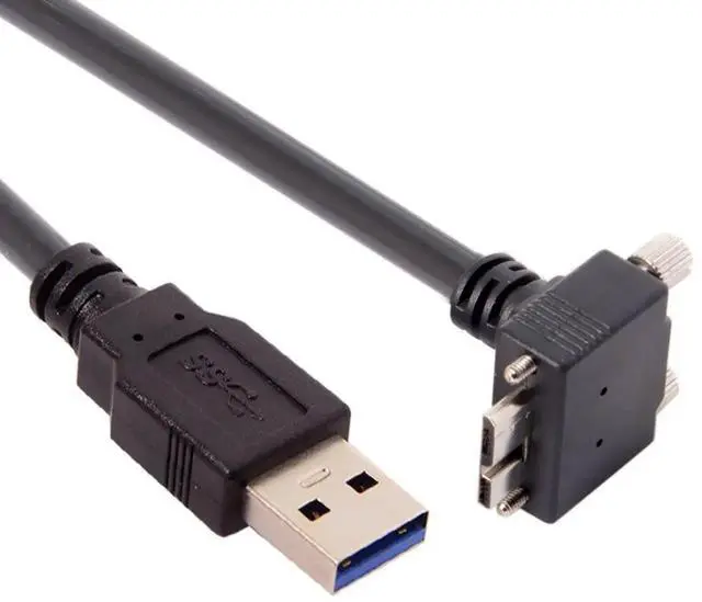 Alt view image 7 of 7 - 90 Degree UpAngled USB 3.0 TypeA Male to MicroB Male Cable with Panel Mount Screws, 3.0M