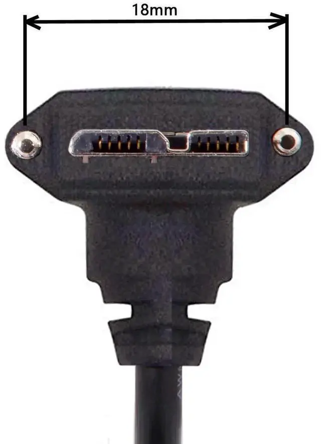 Alt view image 4 of 7 - 90 Degree UpAngled USB 3.0 TypeA Male to MicroB Male Cable with Panel Mount Screws, 3.0M